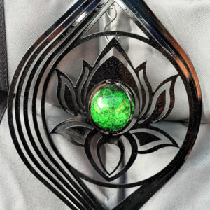 Black Lotus Green Sphere Wind Spinner